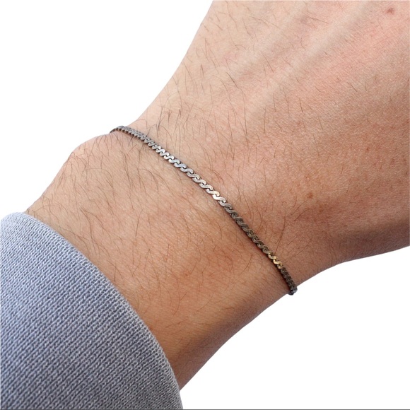 Vintage 950 Sterling Silver Serpentine Chain Bracelet Simple S Link Unisex 7” - Picture 4 of 4